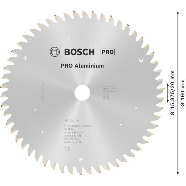 Bosch PRO Aluminium cordless Blatt für Kreissägen 165 x 1,8 x 15,875 mm - 2608837758
