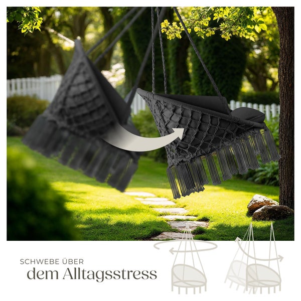 Hängesessel mit Makramee und Quasten