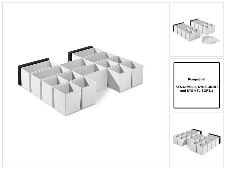Festool Einsatzboxen Set 60x60/120x71 3xFT ( 201124 ) 17 tlg. für SYS-COMBI 2, SYS-COMBI 3 und SYS 4 TL-SORT/3