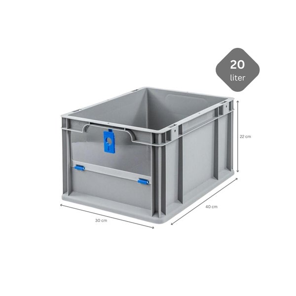 PROREGAL Eurobox NextGen Insight Cover HxBxT 22 x 30 x 40 20 Liter Niedrig/Blau Eurobehälter Transportbox