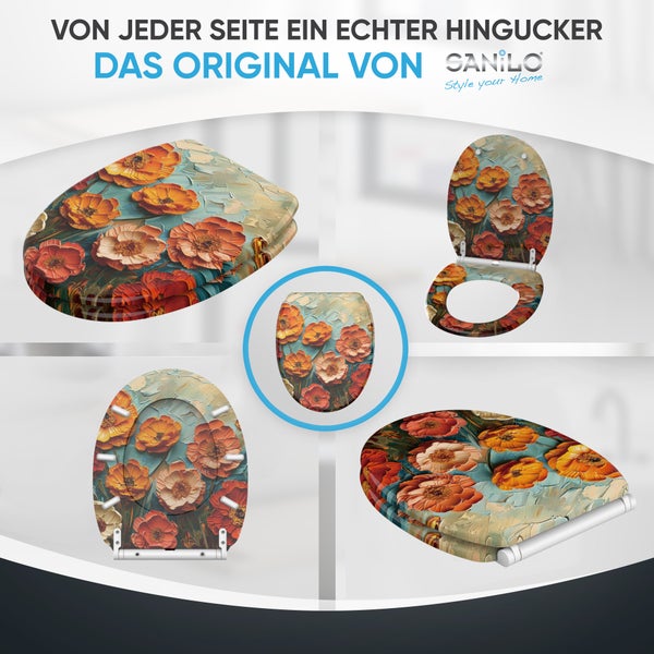 Mehrere Toilettensitze mit Blumenmuster