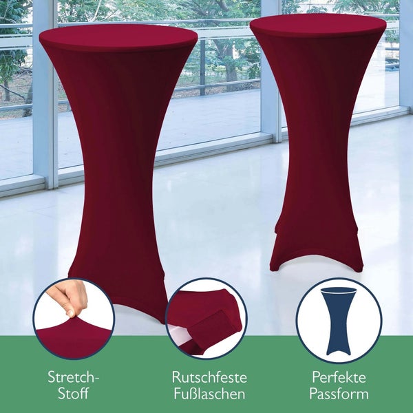 Zwei Stehtischhussen aus Stretchmaterial