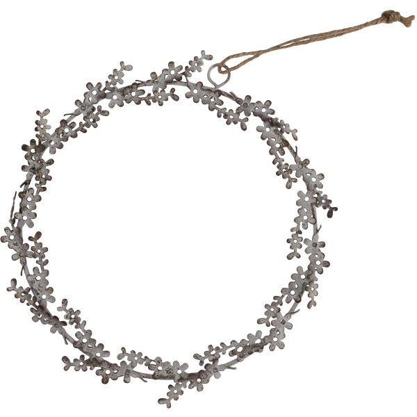 Dekorativer Blumenkranz aus Metall mit Aufhängung