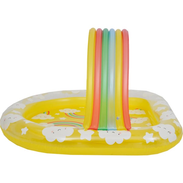 Aufblasbares Planschbecken mit Regenbogenbogen und Wolkenmuster