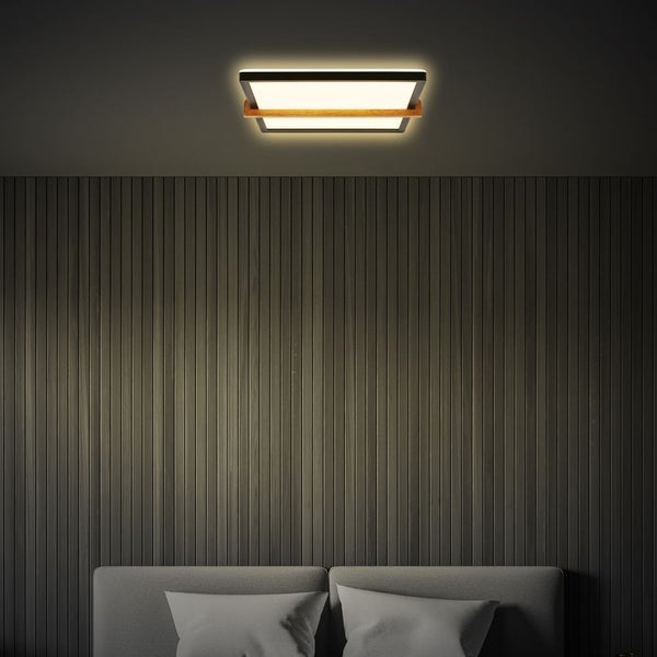 LED Deckenlampe Holz Deckenleuchte Wohnzimmer Schlafzimmer Warmweißes Licht
