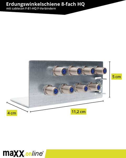 8-fach Erdungswinkel für Sat Multischalter, LNBs, Antennenverstärker, Potentialausgleich für Koaxialkabel, Erdungsblock, Erdungsschiene für Sat Erdung