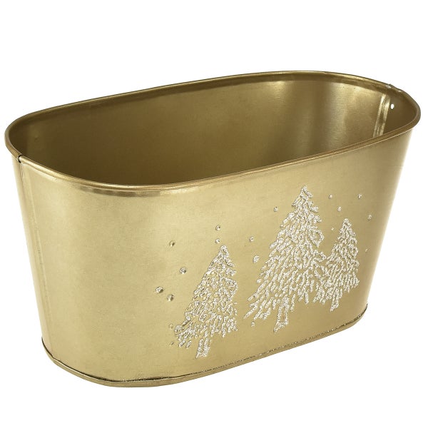 Dekorative goldfarbene Pflanzschale mit Tannenbaum Motiven für den Innenbereich