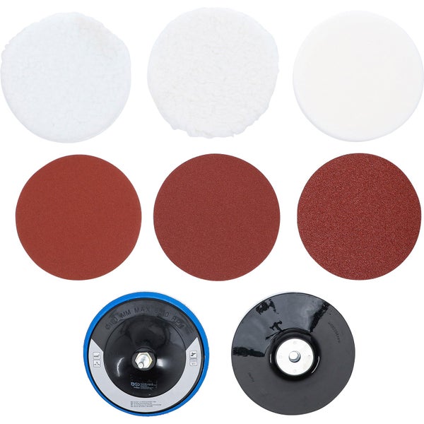 Schleifscheiben Set mit Schleifteller und Polieraufsätzen
