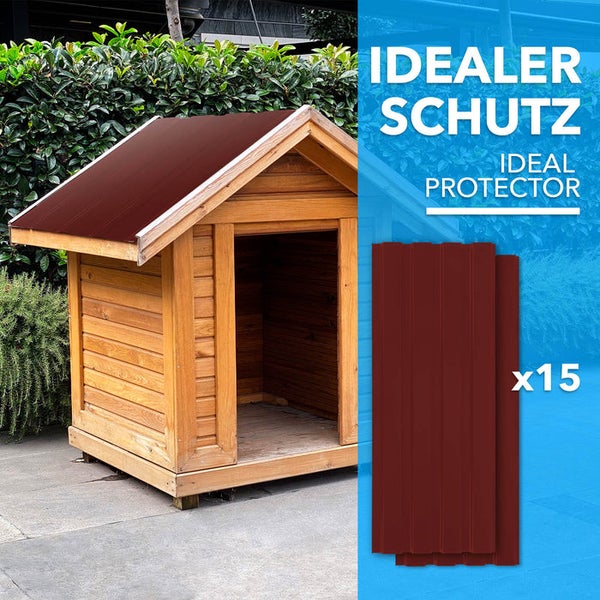 FLOORDIREKT Trapezblech - 115 x 45 cm - Profilblech - Stärke 0.25 mm - 15er-Set - inkl. Schrauben - 7,7 m² - Rot