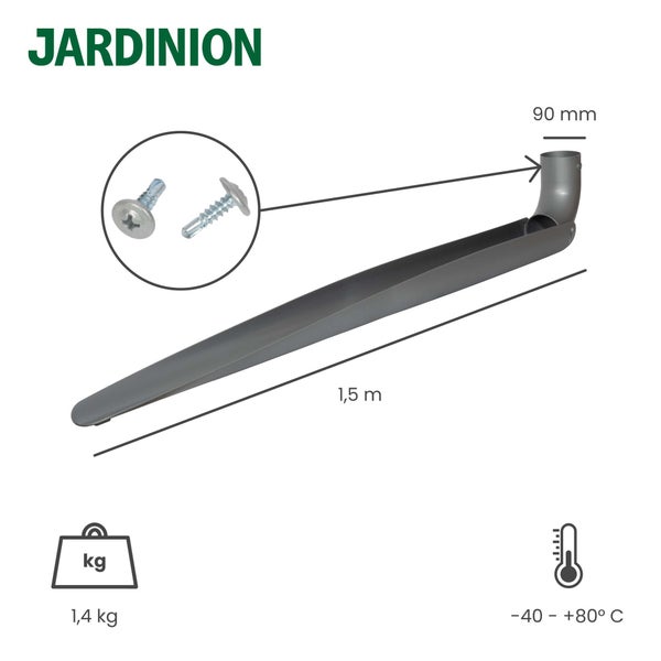 Jardinion Dachrinnenverlängerung mit Schrauben, 1,5 Meter lang und 90 Millimeter Durchmesser