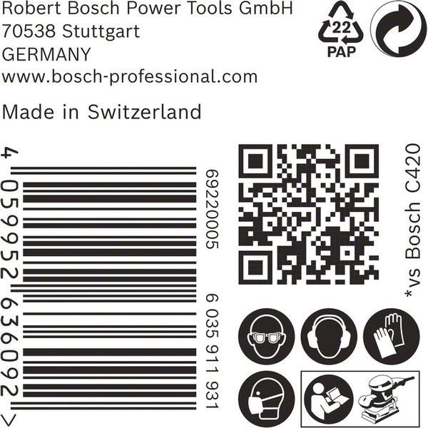 Bosch EXPERT C470 Schleifpapier, 115 x 107 mm, K 240, 50 Stück - 2608901659