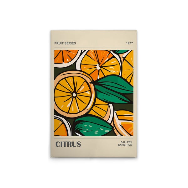 Kunstdruck mit Zitrusfrüchten und Blättern