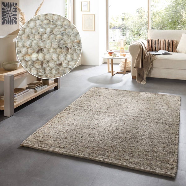 Handgewebter naturbelassener Wendeteppich Alm-Glück Sand 60x90 cm