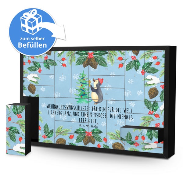 Mr. & Mrs. Panda Befüllbarer Adventskalender Pinguin Weihnachtsbaum - Blau Pastell
