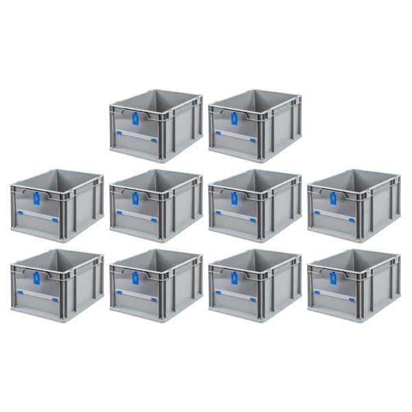 PROREGAL SparSet 10x Eurobox NextGen Insight Cover HxBxT 22 x 30 x 40 20 Liter Niedrig/Blau Eurobehälter Transportbox