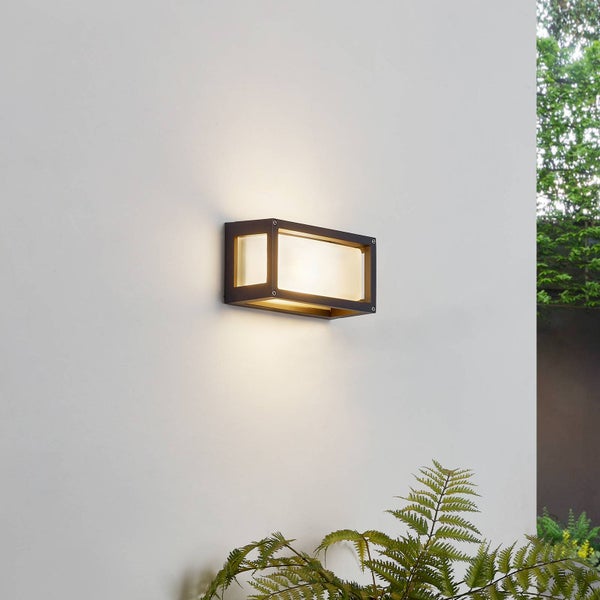 Lucande Glas Wandlampe aussen, Wandleuchte außen spritzwassergeschützt IP54 1x E27 max. 20W ohne Leuchtmittel Außenleuchte Aussenwandleuchte