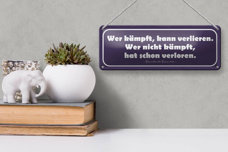 Blechschild Spruch 27x10cm wer kämpft kann verlieren wer Dekoration