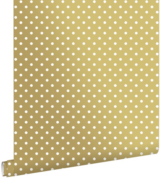 ESTAhome Tapete Punkte Gold und Weiß - 53 cm x 10.05 m - 139114