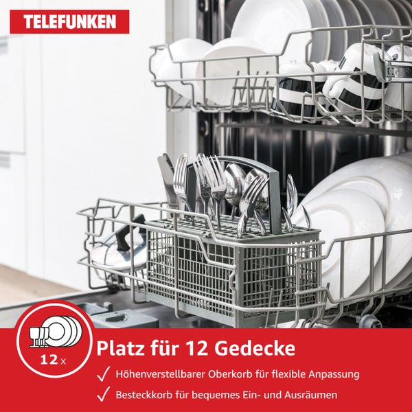 Telefunken Unterbau-Geschirrspüler Spülmaschine 60cm 12 Gedecke 9 Programme AquaStop 44 dB G-EU-6014-C-I