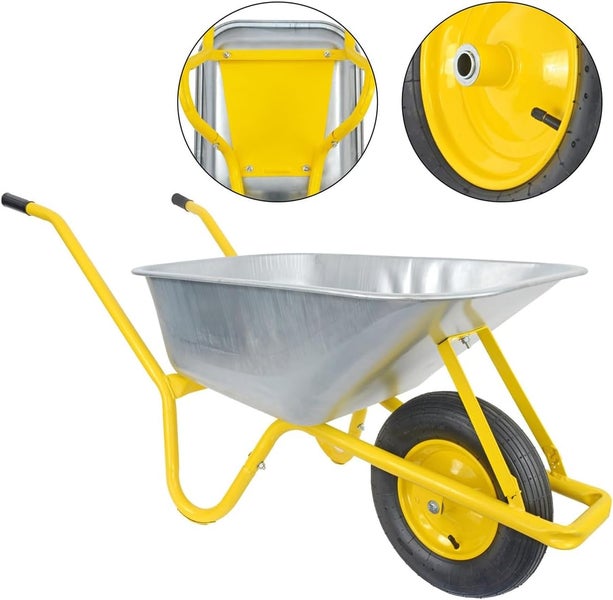 Detailaufnahme des Rads einer Schubkarre