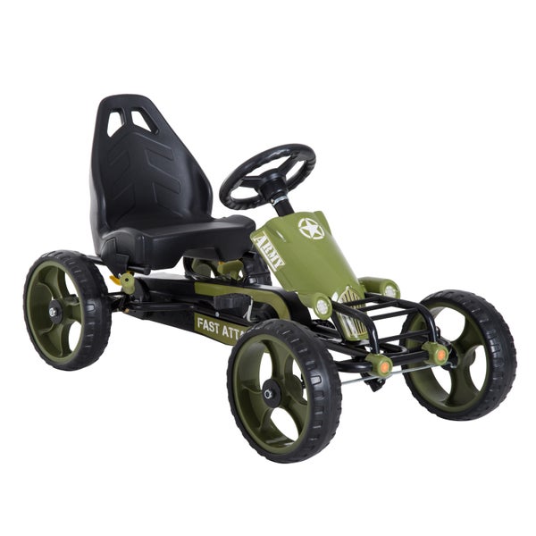 HOMCOM Kinder Go Kart, L105 x B54 x H61cm, Metall, Kunststoff, Grün