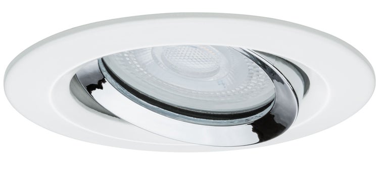 LED Einbauleuchte Nova Plus Einzelleuchte schwenkbar IP65 rund 93mm 30° GU10 6W 470lm 230V dimmbar 4000K Weiß matt, Chrom