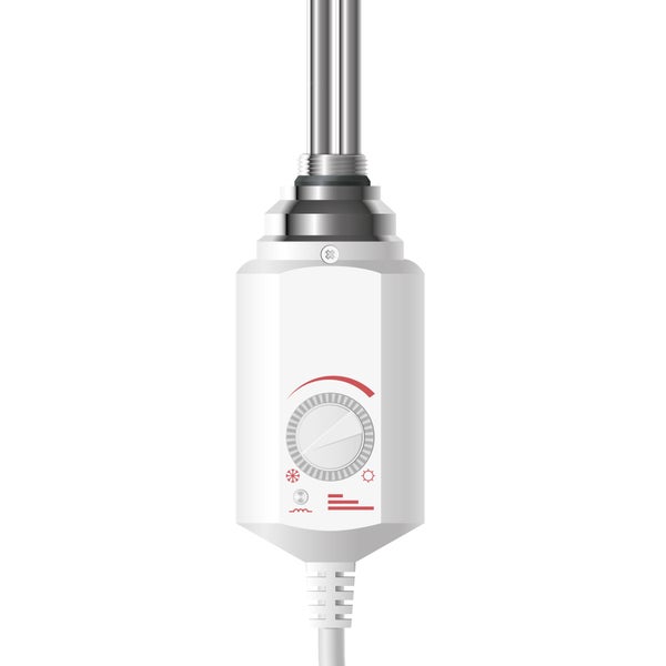 ECD Germany Heizstab 1200W Weiß für Badheizkörper, Heizpatrone mit Thermostat für Heizkörper, Elektronischer Temperaturregler, Heizelement mit Stecker, Elektroheizstab für Heizungen & Handtuchtrockner