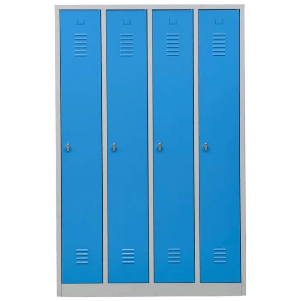 PROREGAL Garderobenspind Camel 4-Fächer HxBxT 180 x 117 x 50 cm Vorhängeschloss Grau-Hellblau