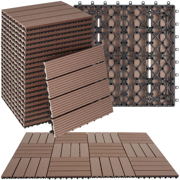 Terrassenfliesen tectake Tegulas 31 x 31 x 2,2 cm 22er Set im Klicksystem braun