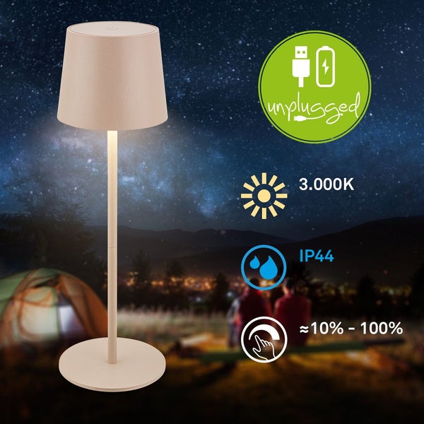LED Tischlampe Akku LED Tischleuchte Dimmbar Kabellos Touch Aussen/Innen