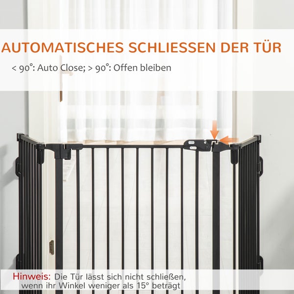 PawHut Hunde Absperrgitter, 202,5L x 2T x 76H cm, Stahl, Kunststoff, Schwarz