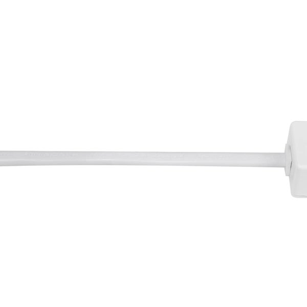 Weißes Elektrokabel mit einem Querschnitt von 2 mal 0,75 Quadratmillimeter und Kunststoffgehäuse.