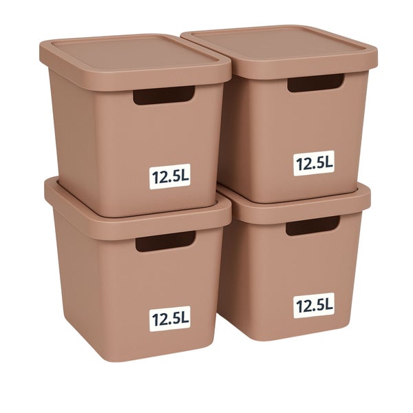 Vier Aufbewahrungsboxen mit Deckel, je 12.5 Liter Fassungsvermögen
