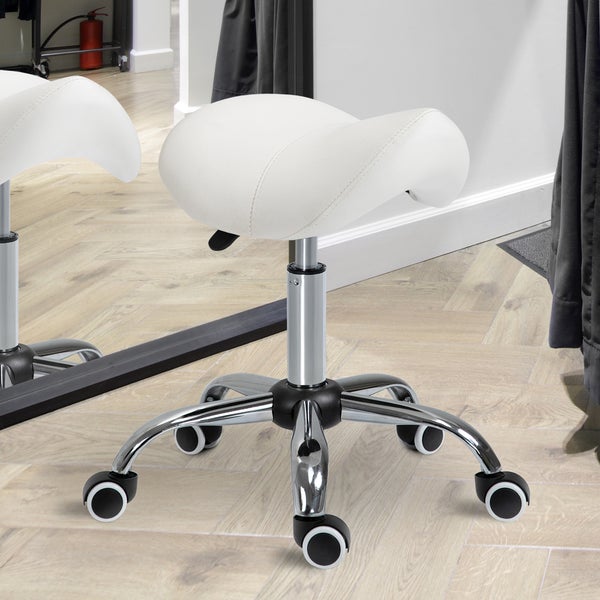 HOMCOM Sattelhocker, 52L x 53B x 49-61H cm, PU, Weiß