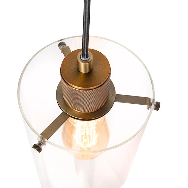 Skandinavische Hängelampe Bronze mit Glas 4-Licht - Kuppel