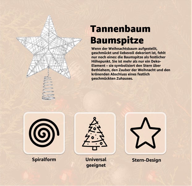 Weihnachtsbaumspitze mit Stern Design