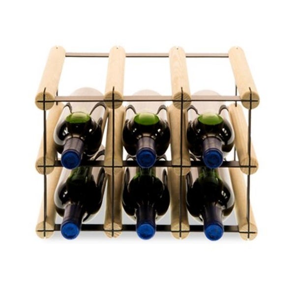 PROREGAL Modulares Weinregal Vinotega Mod Metal HxBxT 22,5 x 32,5 x 24,5 cm 3 x 2 Flaschen Massives Kiefernholz Natur