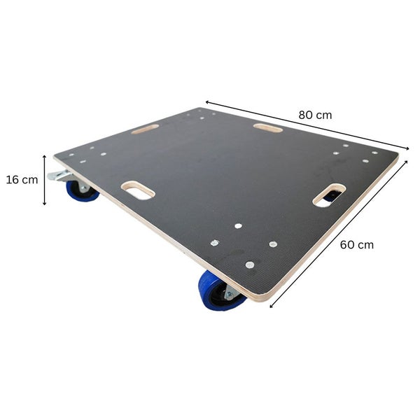 Möbelroller mit einer Größe von 80 mal 60 Zentimetern und einer Höhe von 16 Zentimetern
