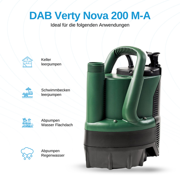DAB Verty Nova 200 M-A Schmutzwasserpumpe für Keller, Schwimmbecken, Flachdach und Regenwasser