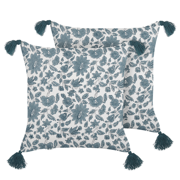 Dekokissen 2er Set RUMEX Baumwolle 45 x 45 cm Blau Blumenmuster