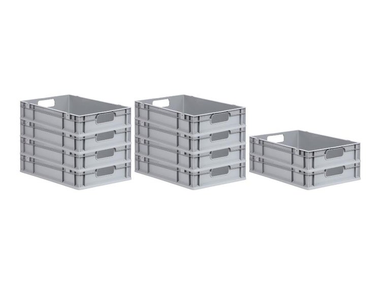 PROREGAL Spar Set 10x Eurobox Nextgen Economy Griffe Offen HxBxT 12 x 40 x 60 cm 23 Liter Eurobehälter Transportbox Transportbehälter