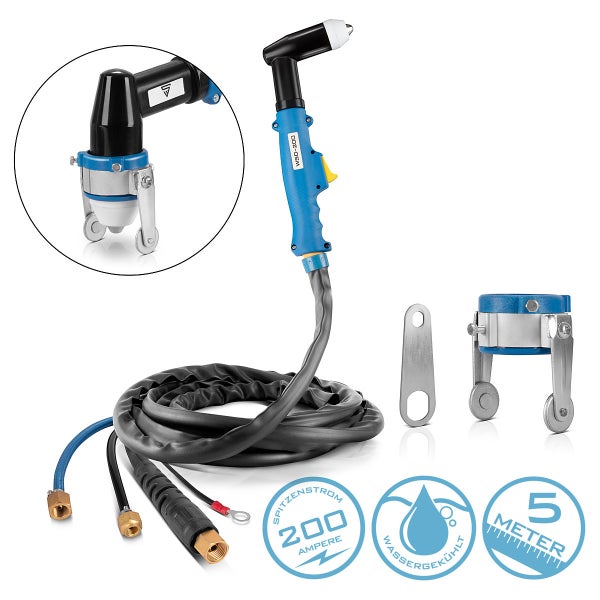 Plasmaschneider mit 200 Ampere Spitzenstrom, wassergekühlt, 5 Meter