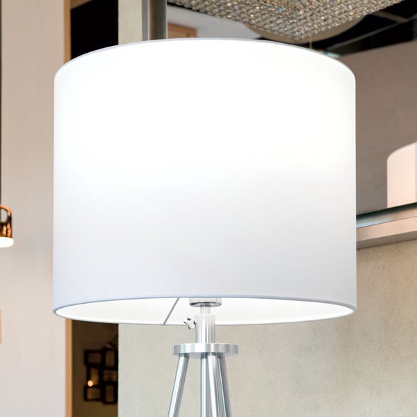 Lampenschirm (Ø 40 cm), Stoff, Höhe 30 cm, rund, Aufnahme für Fassung E27 42 mm, Ersatzschirm für Hängelampen, Stehlampen, Weiß