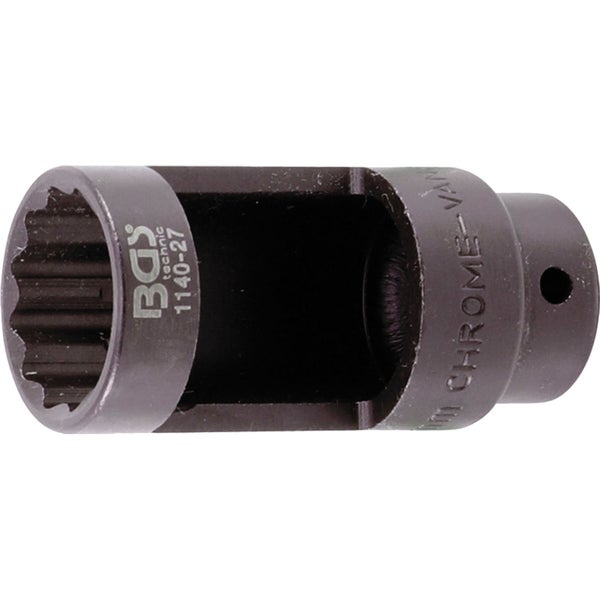 BGS Lambdasonden-Einsatz Antrieb Innenvierkant 12,5 mm (1/2) SW 27 mm Zwölfkant / 28 mm Fenster - 1140-27