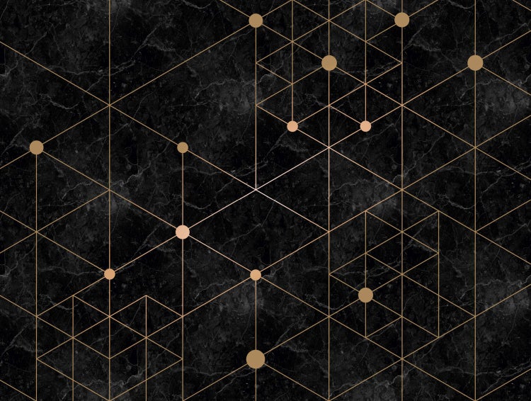 Dekorative Tapete mit geometrischem Muster auf Marmoroptik