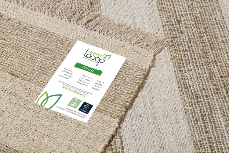 Handwebteppich Beige Sand aus Naturfaser Virgil Green Looop 160x230 cm
