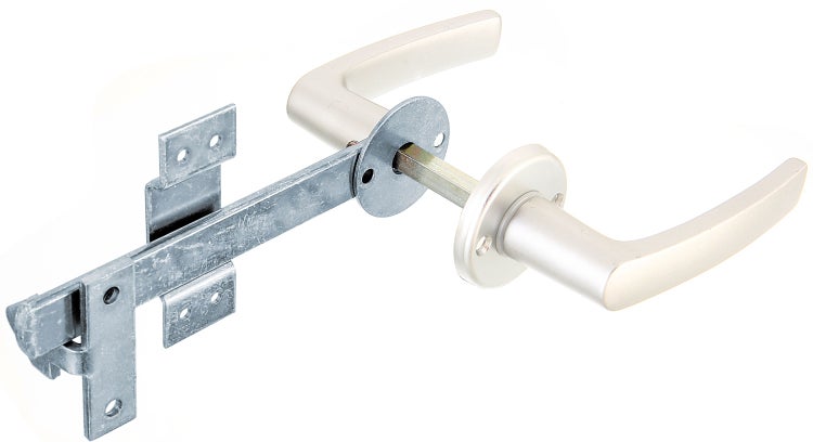 Türdrücker-Garnitur mit verzinktem Bolzenriegel für Türen aus Metall