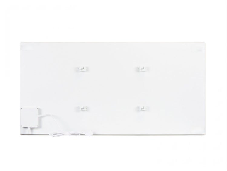 Rückseite der Infrarotheizung mit Anschlusskabel und Montagevorrichtung