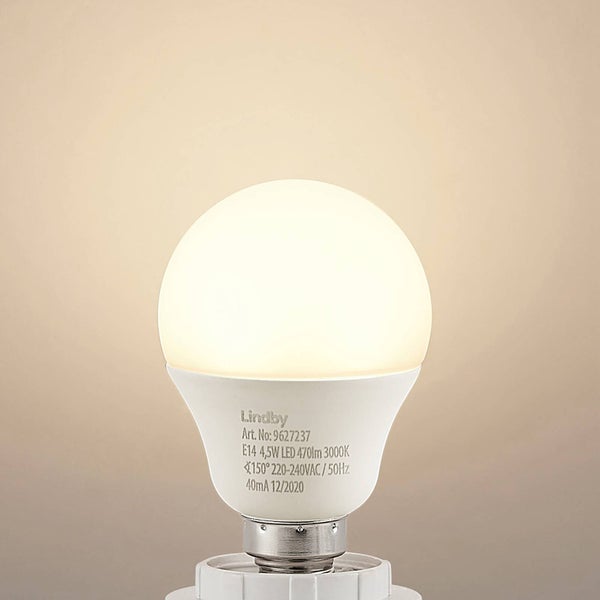 Lindby LED Leuchtmittel E14, 4,5 Watt, 470 Lumen, 3000 Kelvin, warmweiß, matt.