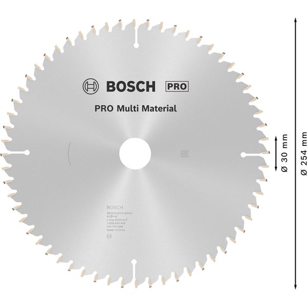 Bosch PRO Multi Material Kreissägeblatt 254 x 3,2 x 30 mm - 2608640449